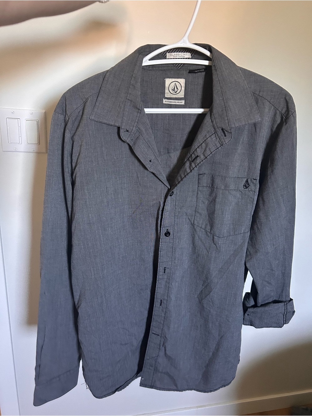 Volcom Men's Charcoal Gray Lightweight Shirt Button Up